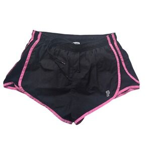 VS Victoria's Secret Black PINK Nylon Athletic Shorts Built-in Brief Size Large